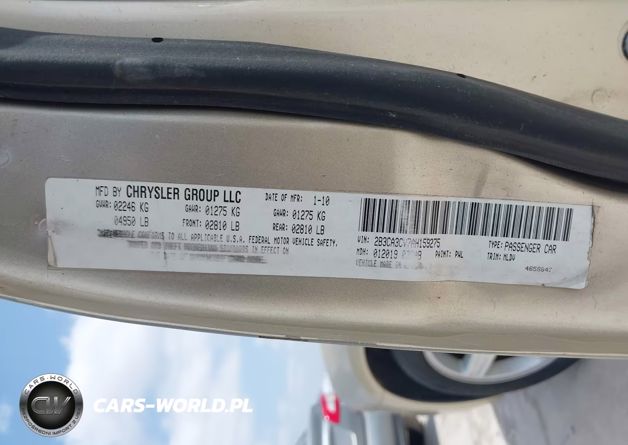 2010 Dodge Charger Sxt VIN:2B3CA3CV7AH159275 - 9