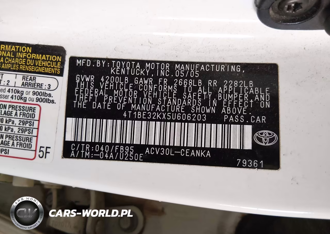 2005 Toyota Camry Le VIN:4T1BE32KX5U606203 - 9
