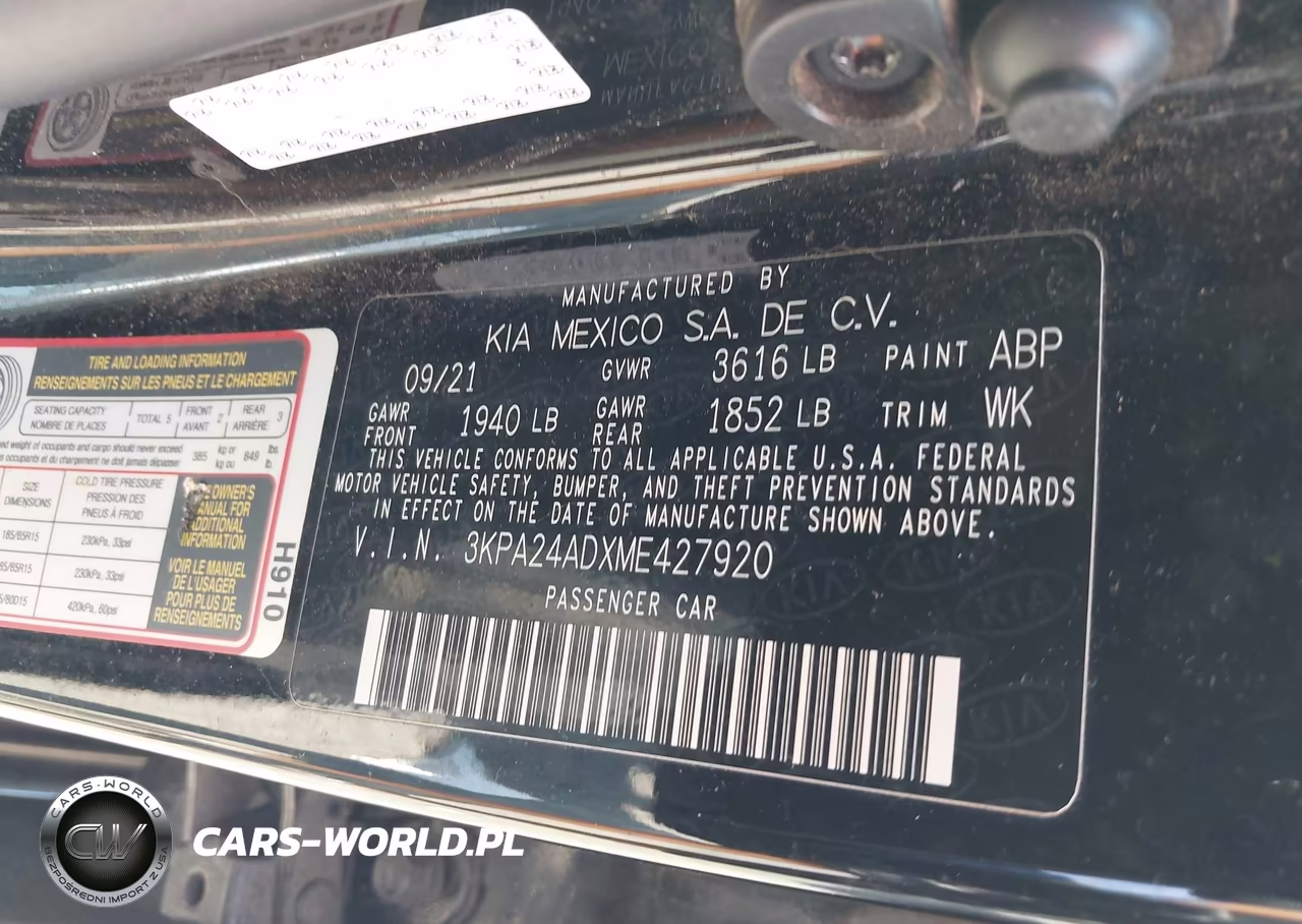 2021 Kia Rio S VIN:3KPA24ADXME427920 - 9