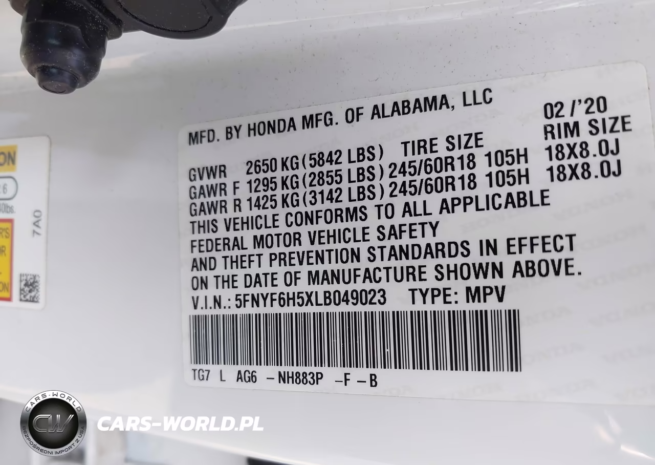 2020 Honda Pilot Awd Ex-L VIN:5FNYF6H5XLB049023 - 9