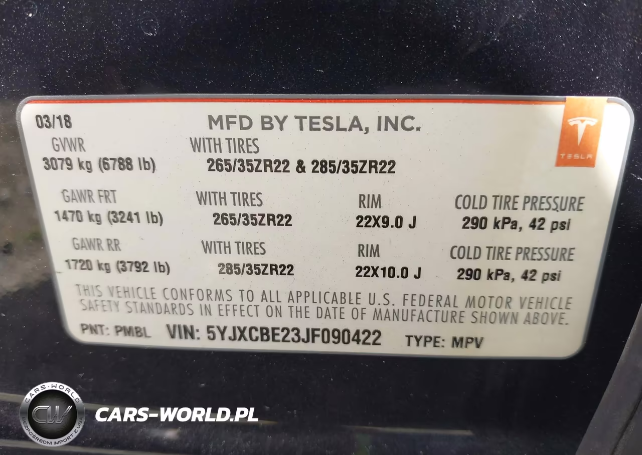 2018 Tesla Model X 100D-75D-P100D VIN:5YJXCBE23JF090422 - 9