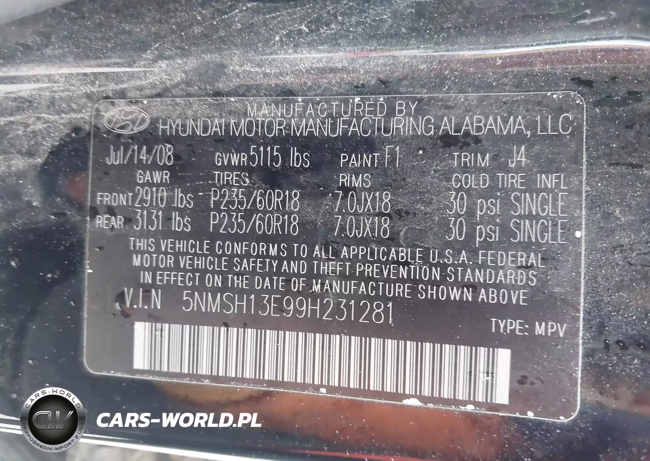 2009 Hyundai Santa Fe Se VIN:5NMSH13E99H231281 - 9