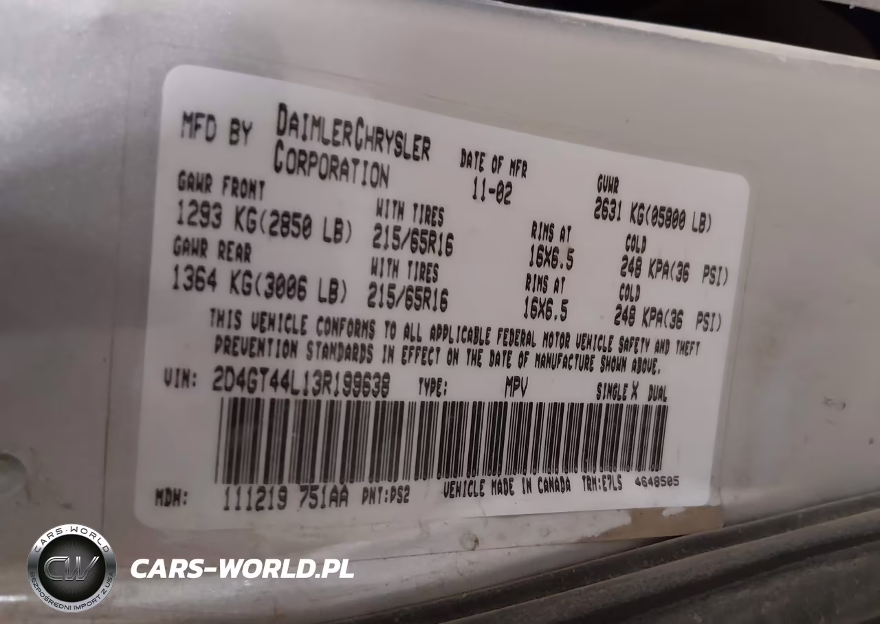 2003 Dodge Grand Caravan Sport VIN:2D4GT44L13R199638 - 9