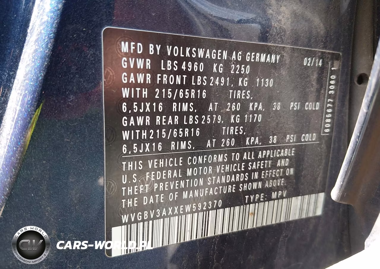 2014 Volkswagen Tiguan S VIN:WVGBV3AXXEW592370 - 9