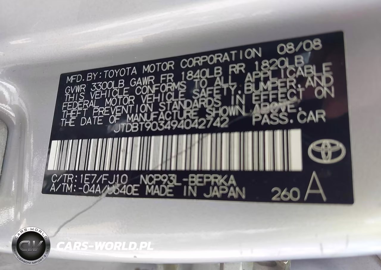 2009 Toyota Yaris VIN:JTDBT903494042742 - 9