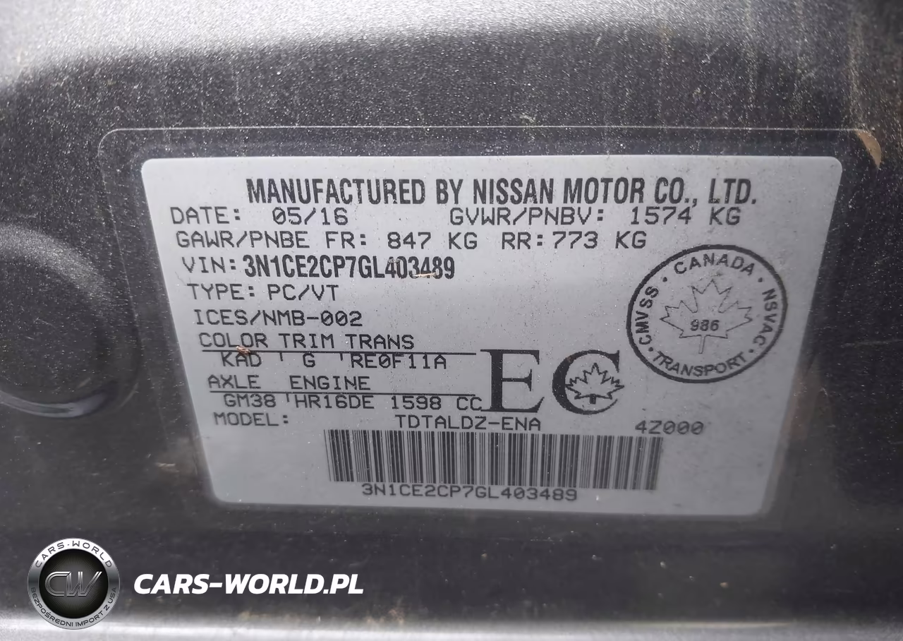 2016 Nissan Versa Note S (Sr)-S Plus-Sl-Sr-Sv VIN:3N1CE2CP7GL403489 - 9