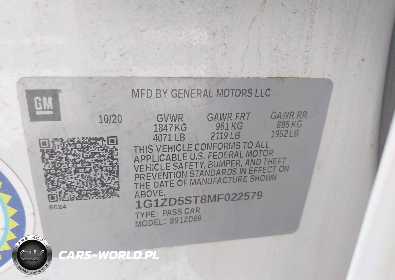 2021 Chevrolet Malibu Fwd Lt VIN:1G1ZD5ST8MF022579 - 9