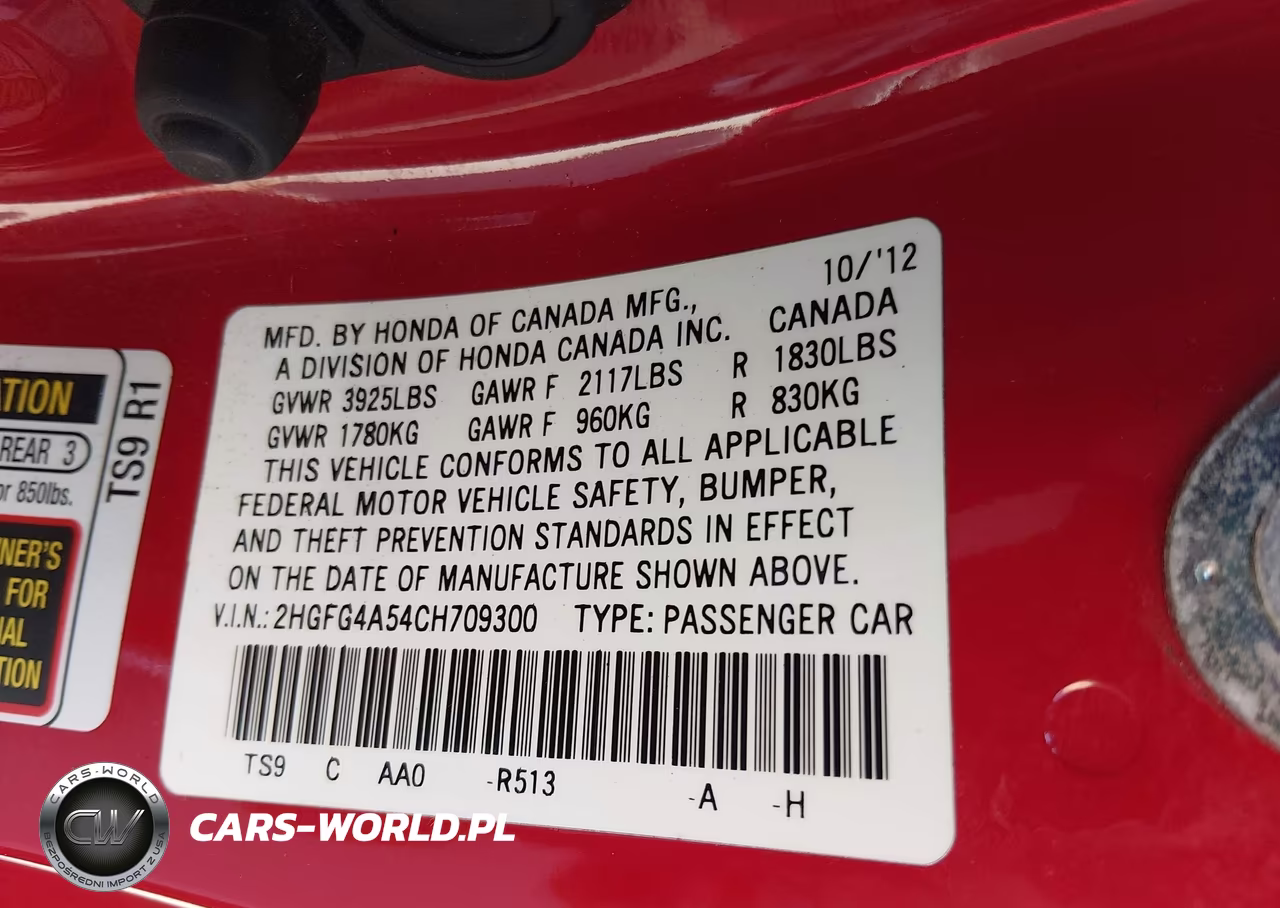 2012 Honda Civic Si VIN:2HGFG4A54CH709300 - 9