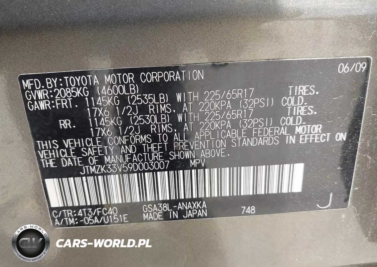 2009 Toyota Rav4 Base V6 VIN:JTMZK33V59D003007 - 9