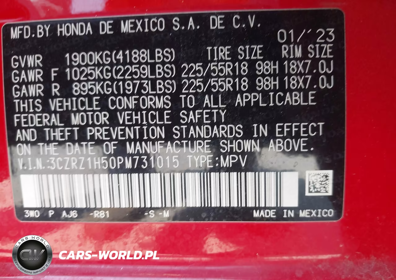 2023 Honda Hr-V 2Wd Sport VIN:3CZRZ1H50PM731015 - 9