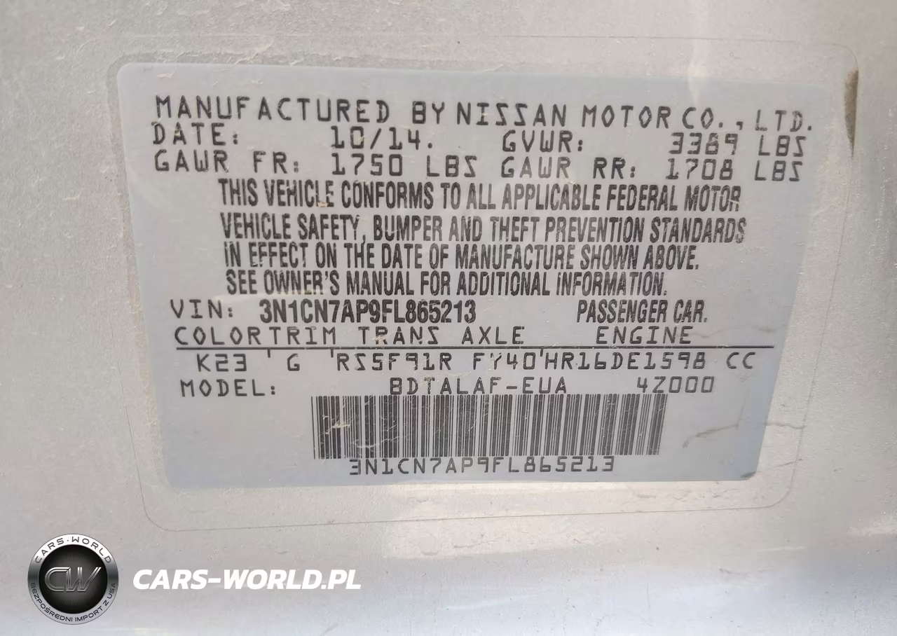 2015 Nissan Versa 1.6 S VIN:3N1CN7AP9FL865213 - 9