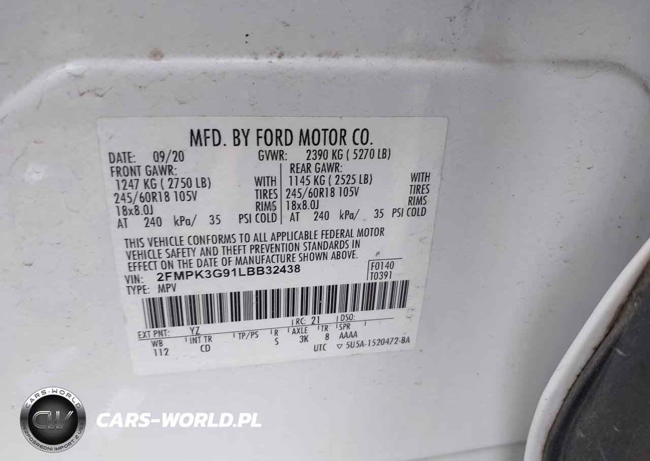 2020 Ford Edge Se VIN:2FMPK3G91LBB32438 - 9