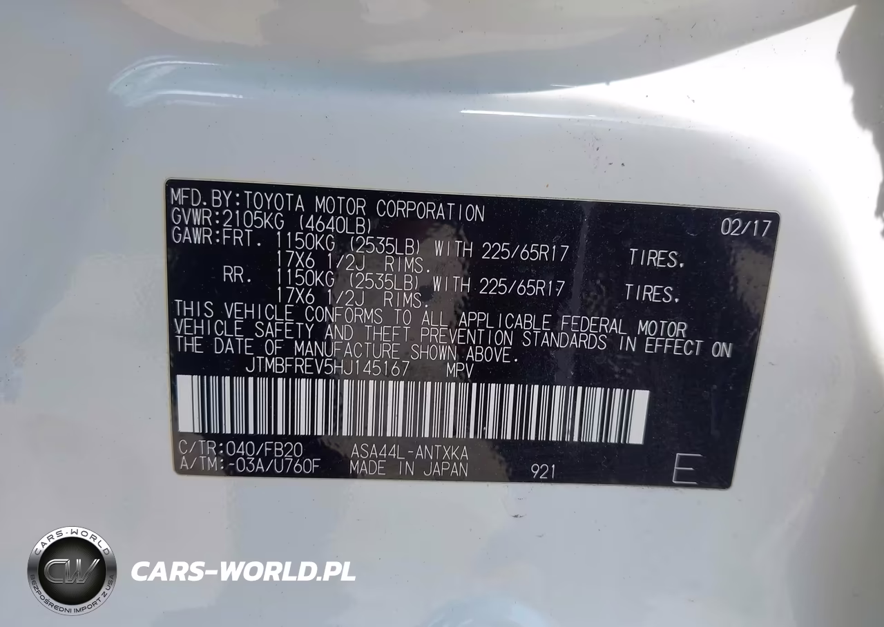 2017 Toyota Rav4 Le VIN:JTMBFREV5HJ145167 - 9