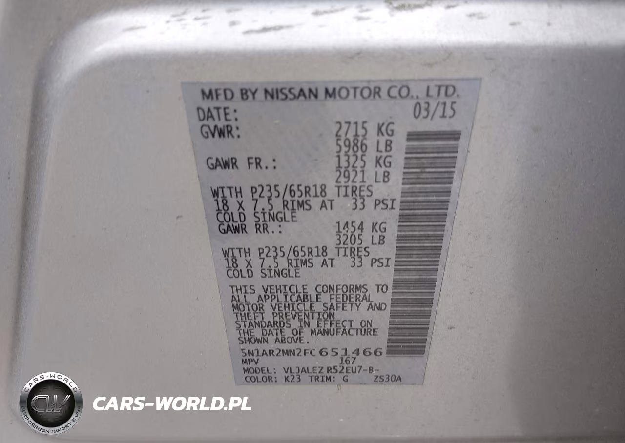 2015 Nissan Pathfinder Platinum-S-Sl-Sv VIN:5N1AR2MN2FC651466 - 9