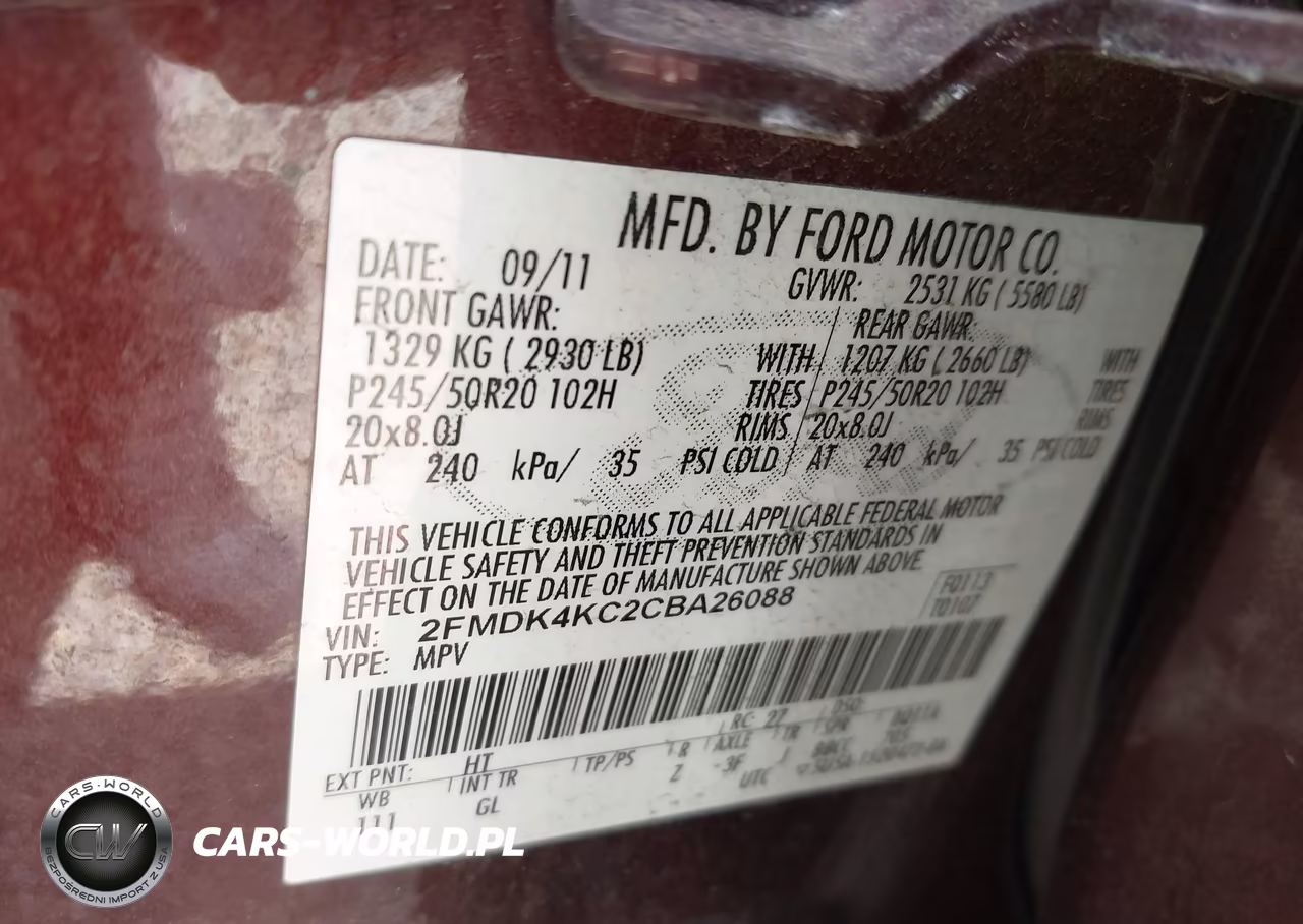 2012 Ford Edge Limited VIN:2FMDK4KC2CBA26088 - 9