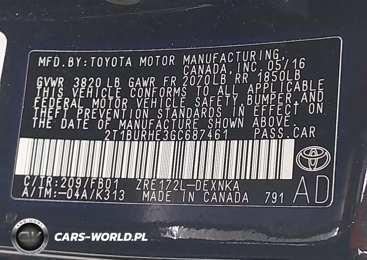 2016 Toyota Corolla Le VIN:2T1BURHE3GC687461 - 9