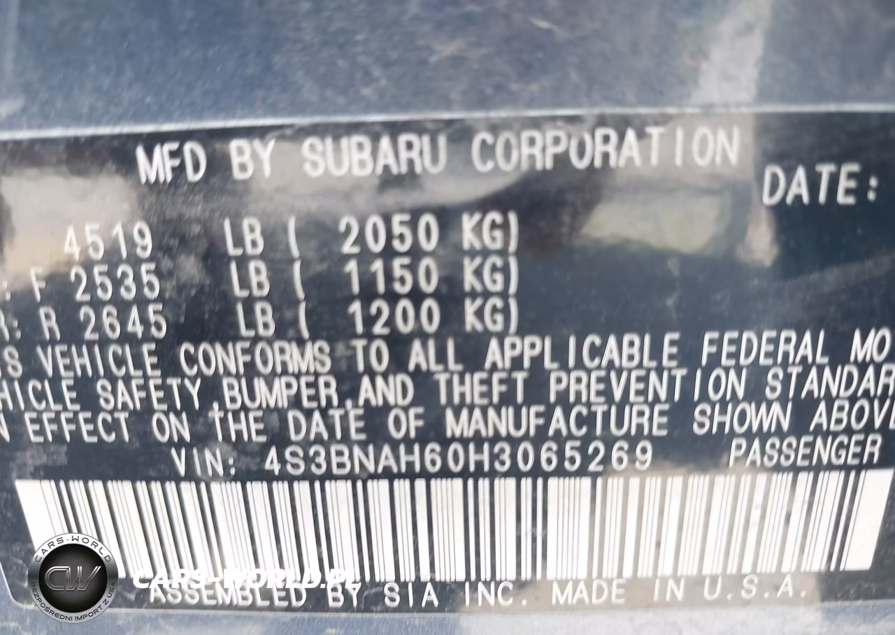 2017 Subaru Legacy 2.5I Premium VIN:4S3BNAH60H3065269 - 9