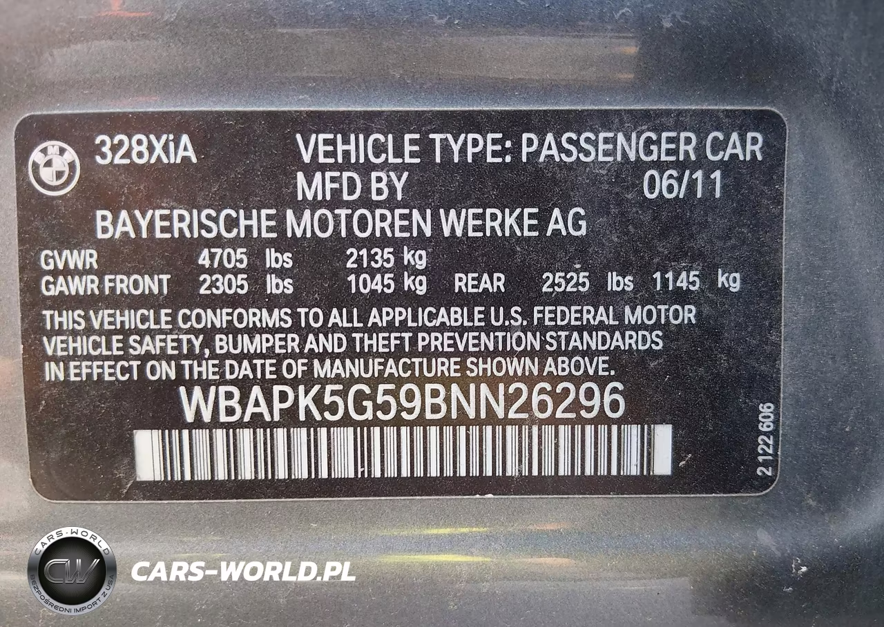 2011 BMW 328I xDrive VIN:WBAPK5G59BNN26296 - 9