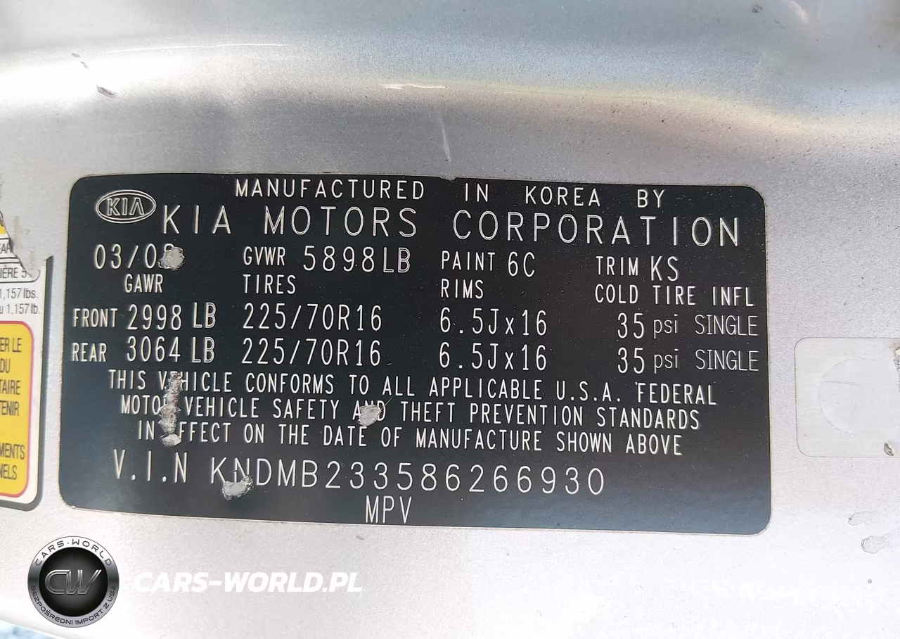 2008 Kia Sedona Lx VIN:KNDMB233586266930 - 9