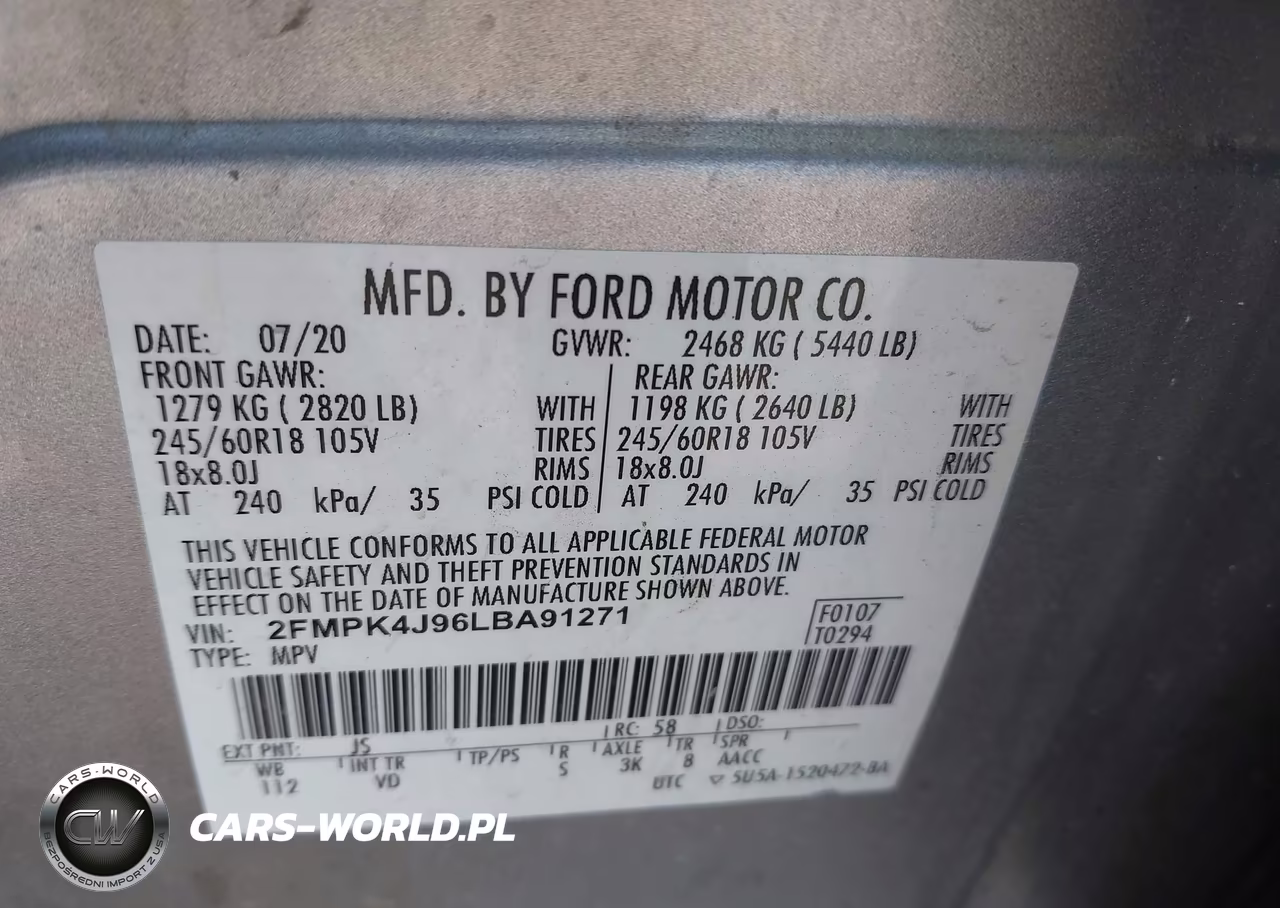 2020 Ford Edge Sel VIN:2FMPK4J96LBA91271 - 9