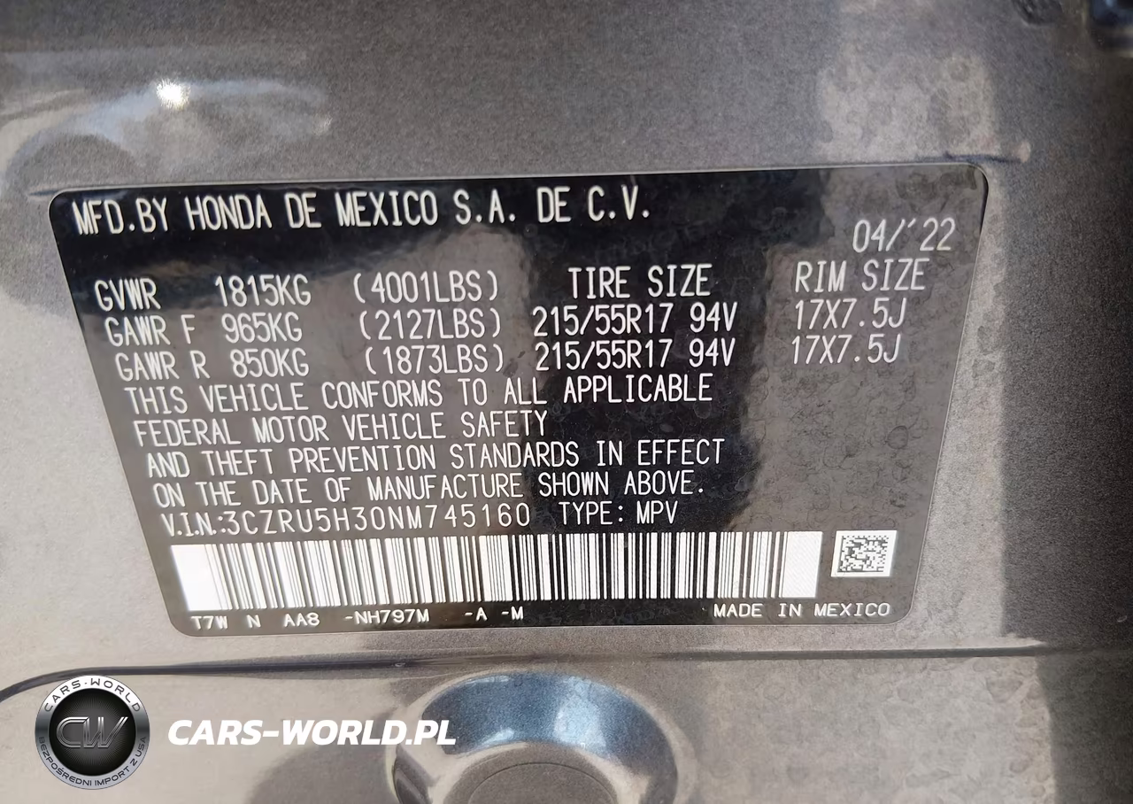 2022 Honda Hr-V 2Wd Lx VIN:3CZRU5H30NM745160 - 9