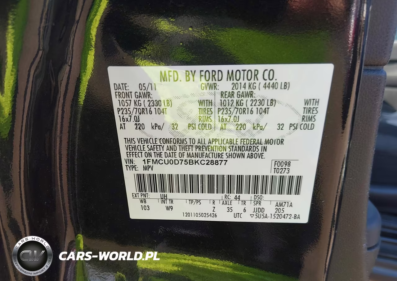 2011 Ford Escape Xlt VIN:1FMCU0D75BKC28877 - 9