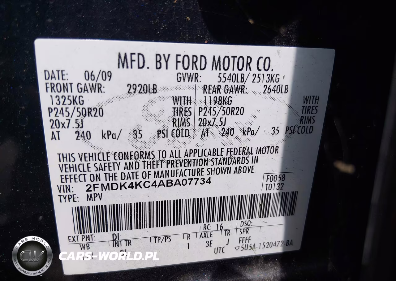 2010 Ford Edge Limited VIN:2FMDK4KC4ABA07734 - 9