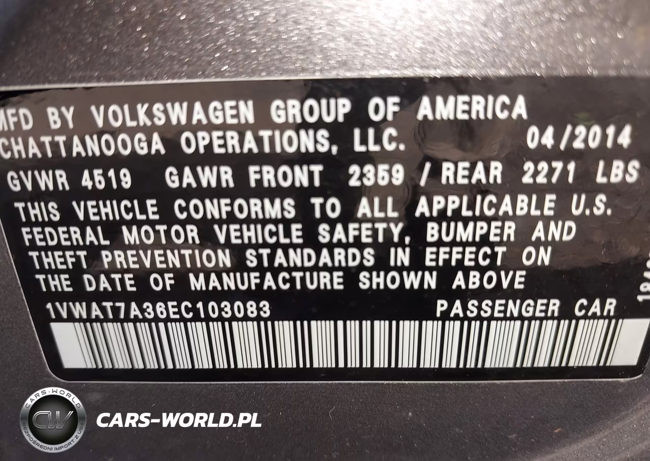 2014 Volkswagen Passat 1.8T Wolfsburg Edition VIN:1VWAT7A36EC103083 - 9