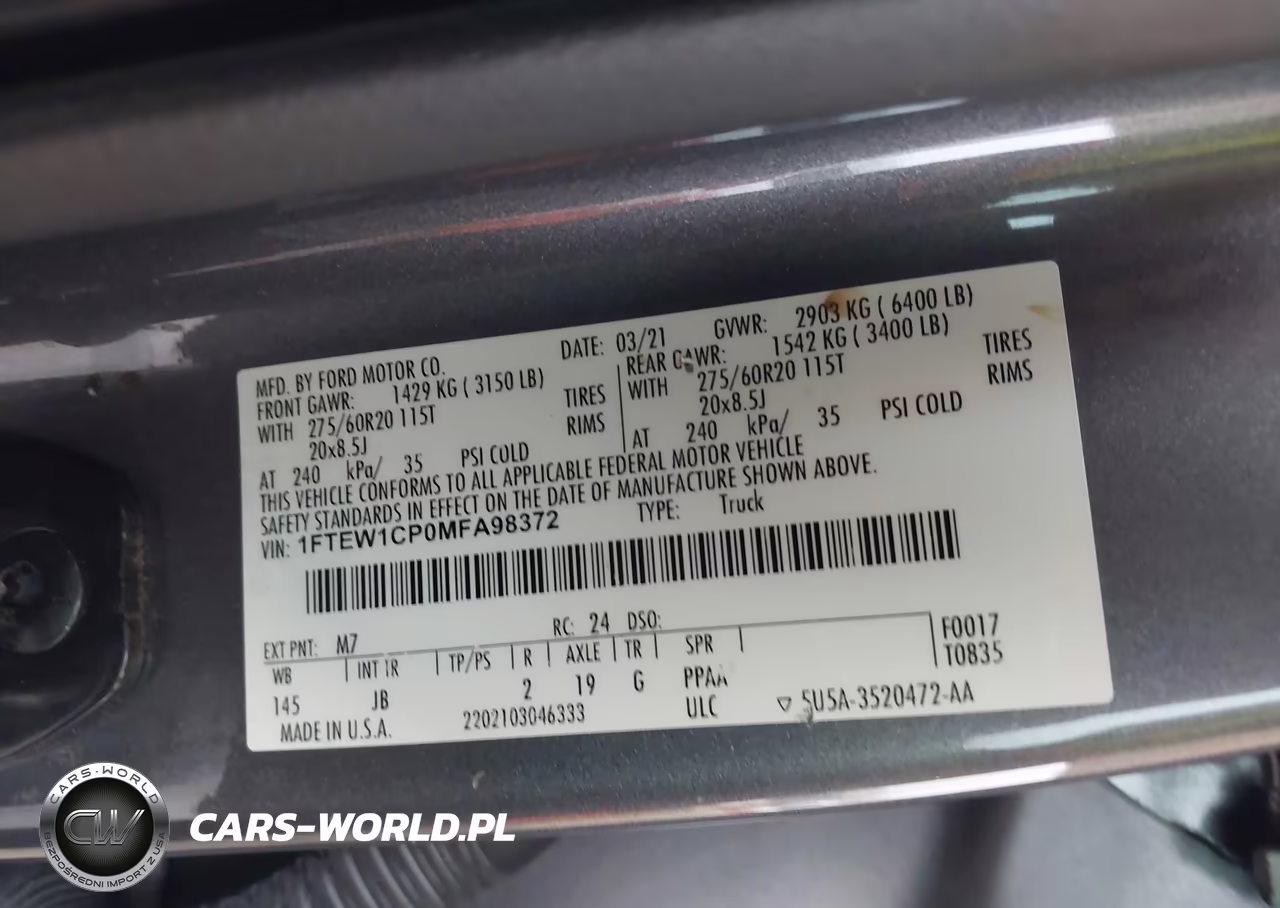 2021 Ford F-150 Xl VIN:1FTEW1CP0MFA98372 - 9