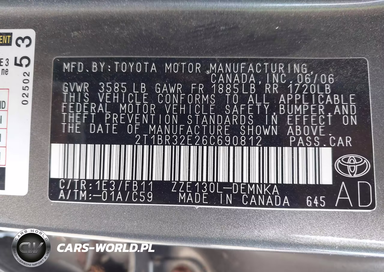 2006 Toyota Corolla Le VIN:2T1BR32E26C690812 - 9