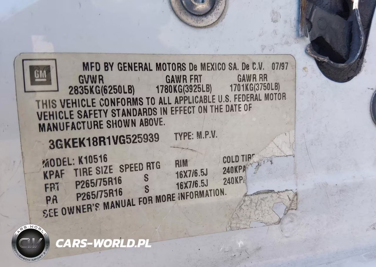 1997 GMC Yukon Sl VIN:3GKEK18R1VG525939 - 9