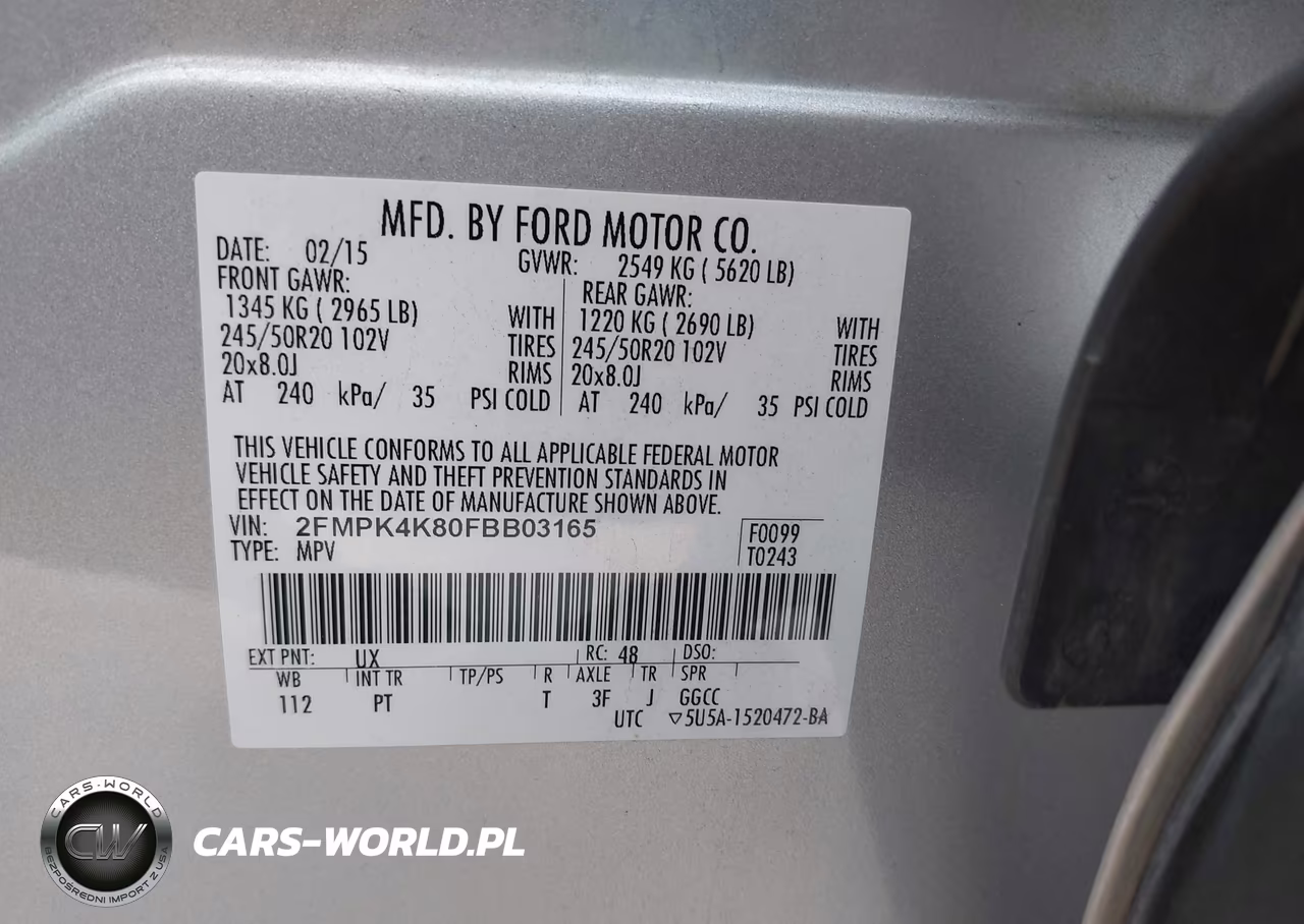2015 Ford Edge Titanium VIN:2FMPK4K80FBB03165 - 9