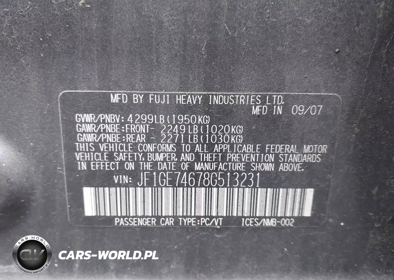 2008 Subaru Impreza Wrx VIN:JF1GE74678G513231 - 9