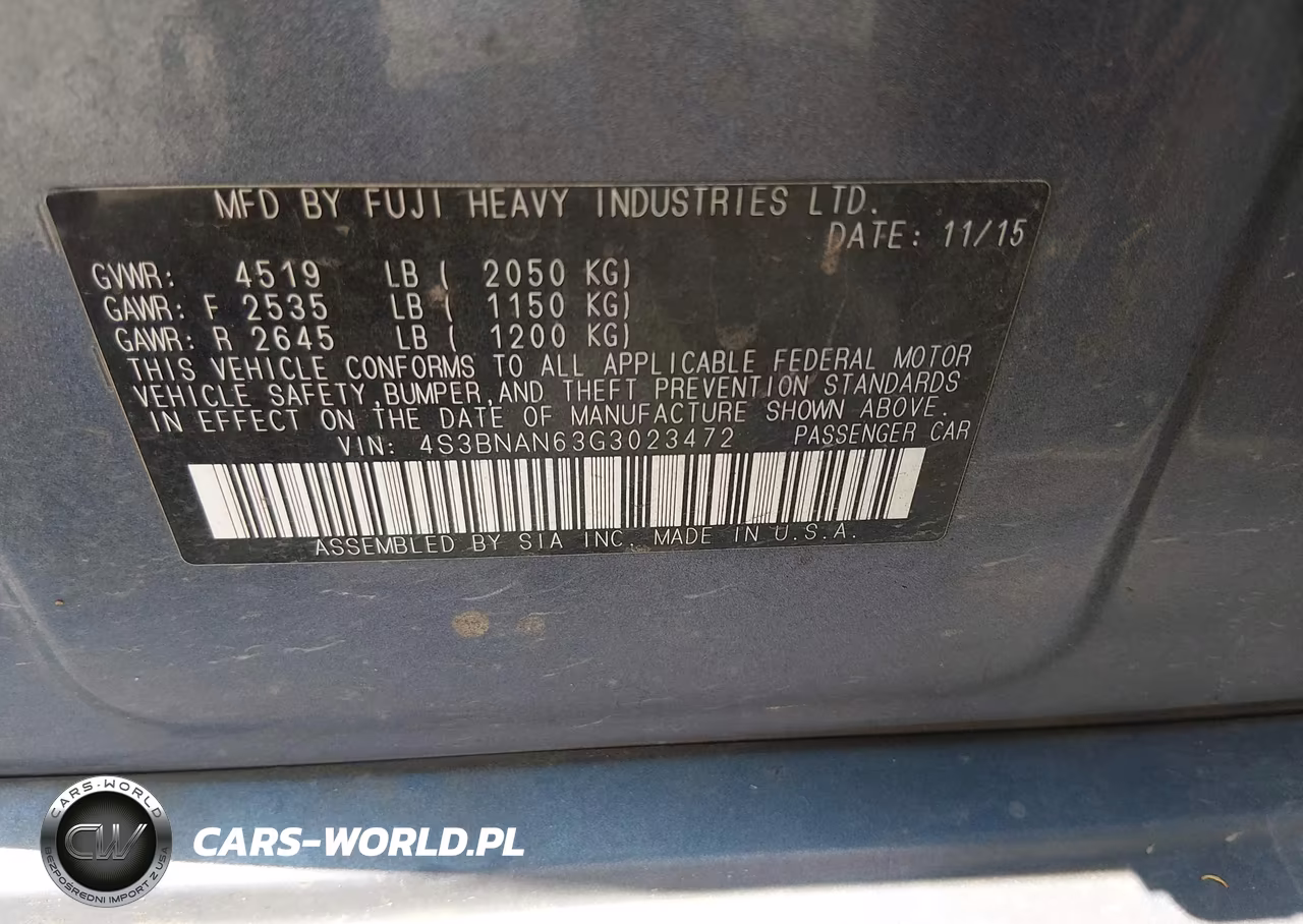 2016 Subaru Legacy 2.5I Limited VIN:4S3BNAN63G3023472 - 9