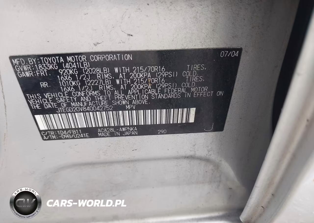2004 Toyota Rav4 VIN:JTEGD20V840042752 - 9