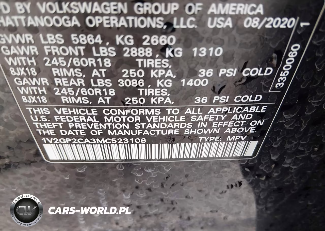 2021 Volkswagen Atlas 2.0T S VIN:1V2GP2CA3MC523106 - 9