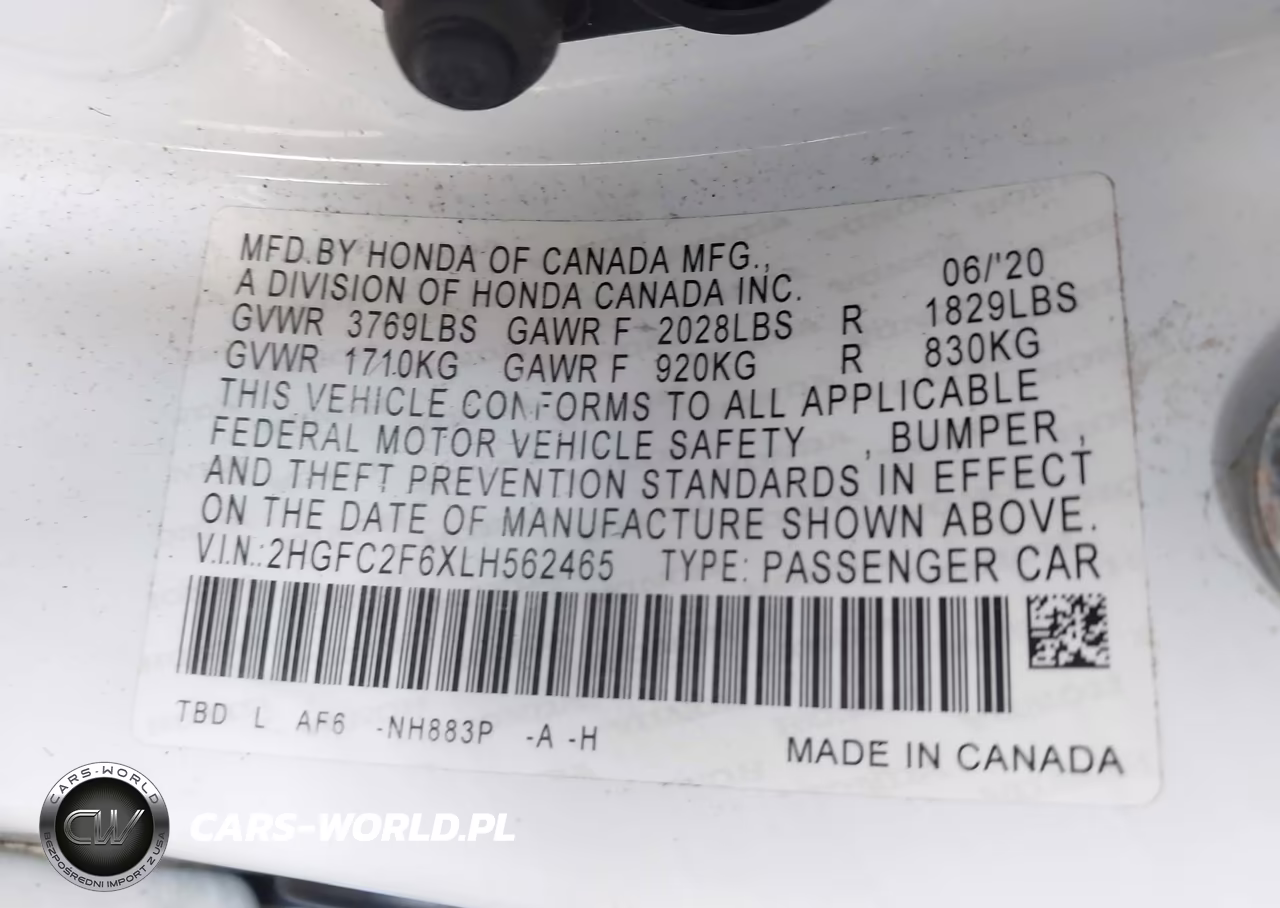 2020 Honda Civic Lx VIN:2HGFC2F6XLH562465 - 9