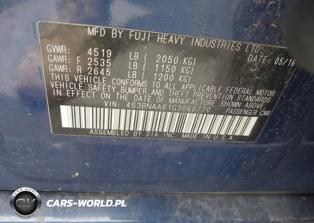 2016 Subaru Legacy 2.5I VIN:4S3BNAA61G3060770 - 9