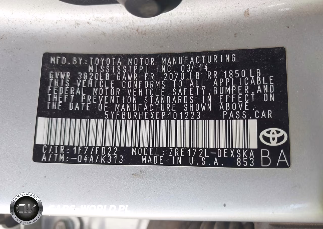 2014 Toyota Corolla S Plus VIN:5YFBURHEXEP101223 - 9