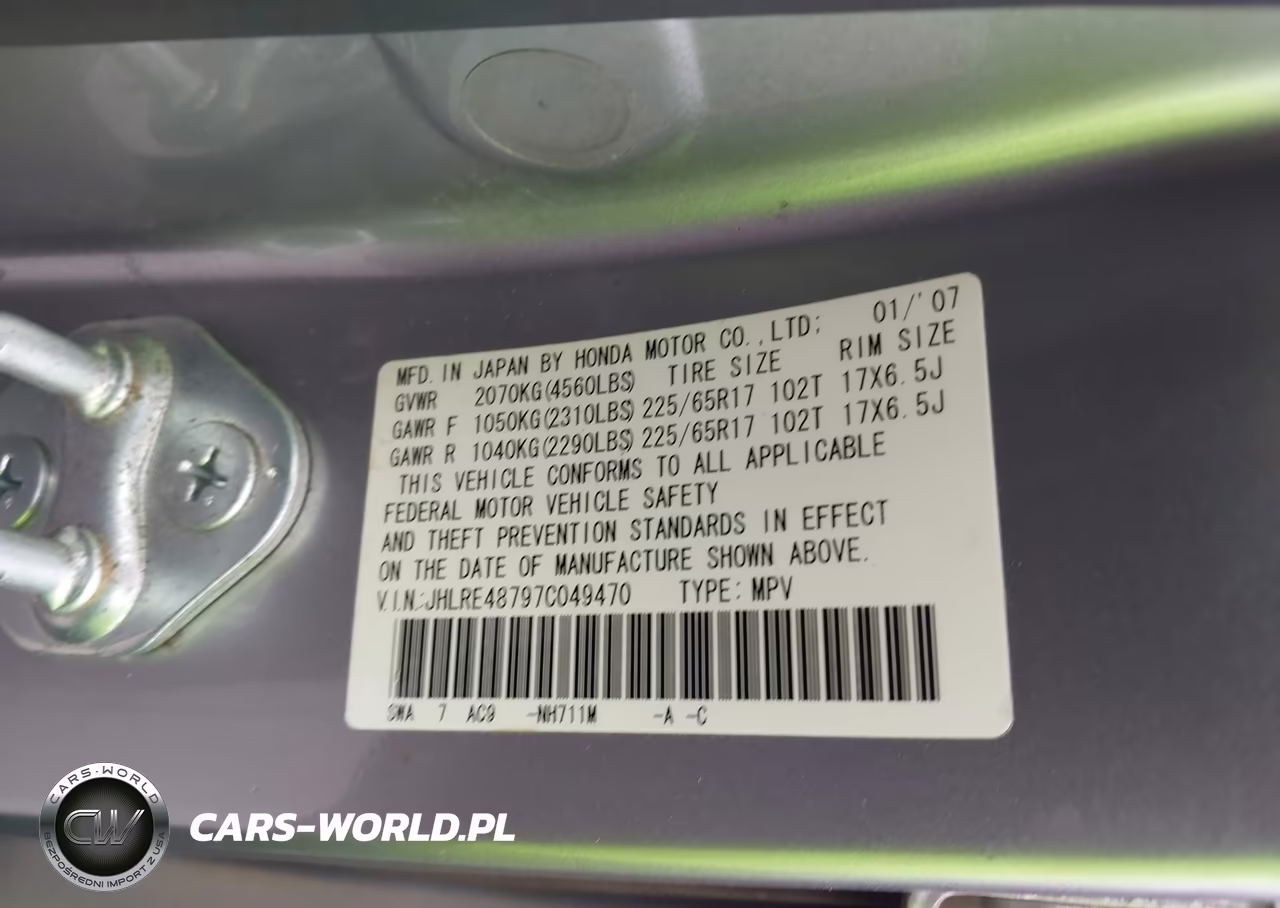 2007 Honda Cr-V Ex-L VIN:JHLRE48797C049470 - 9