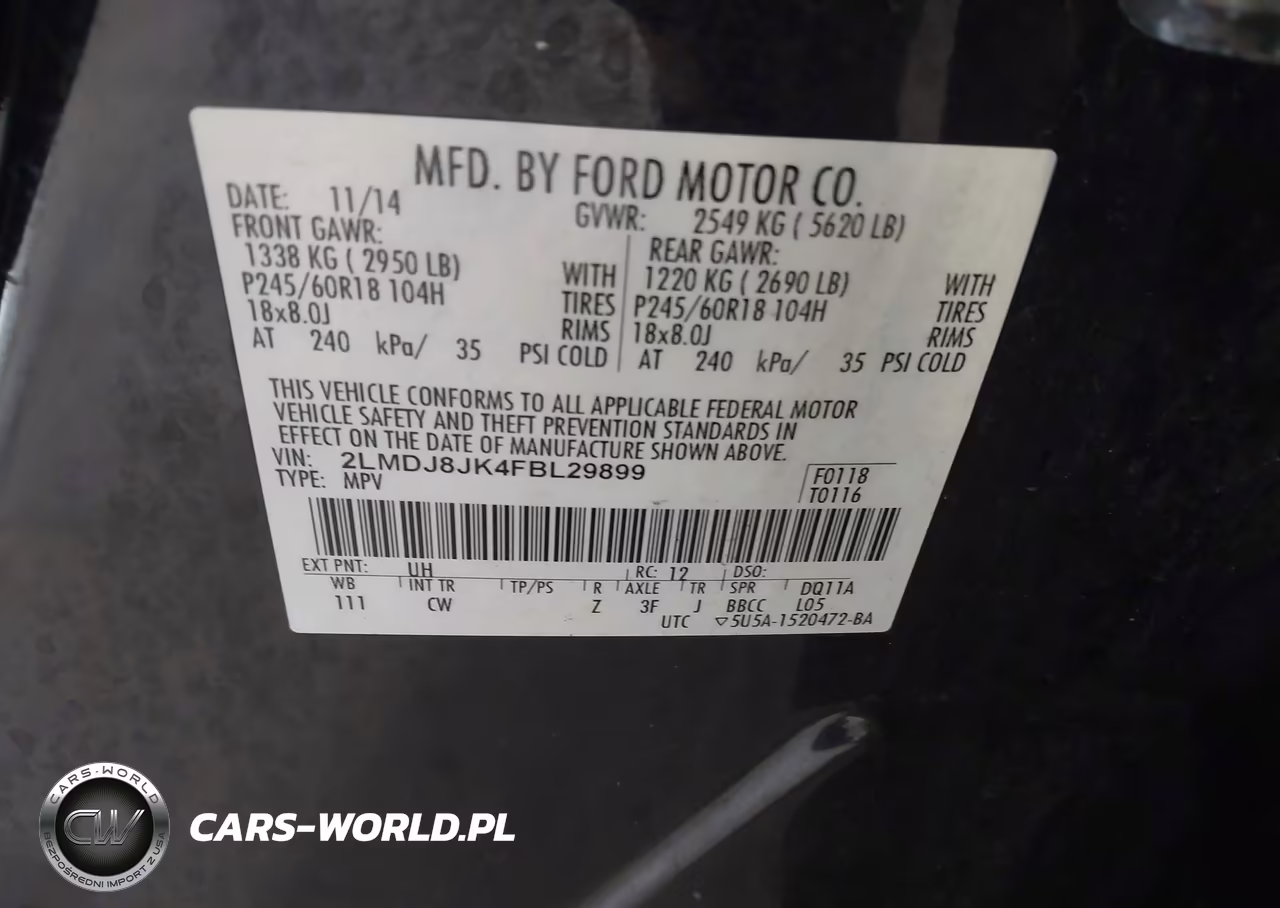 2015 Lincoln Mkx VIN:2LMDJ8JK4FBL29899 - 9