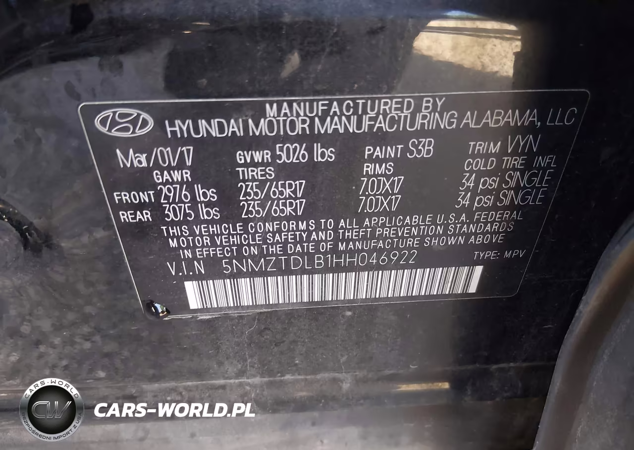 2017 Hyundai Santa Fe Sport 2.4L VIN:5NMZTDLB1HH046922 - 9
