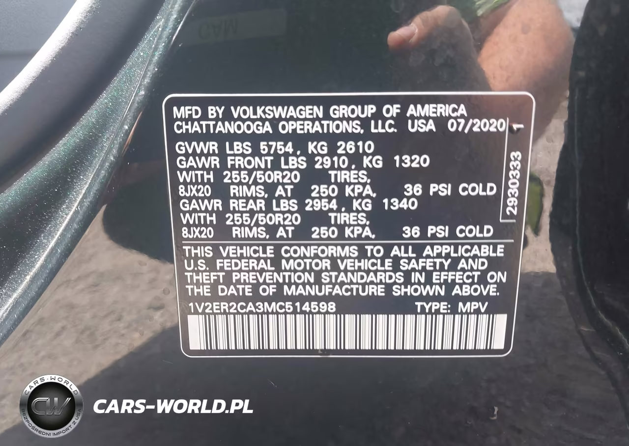 2021 Volkswagen Atlas 3.6L V6 Sel VIN:1V2ER2CA3MC514598 - 9