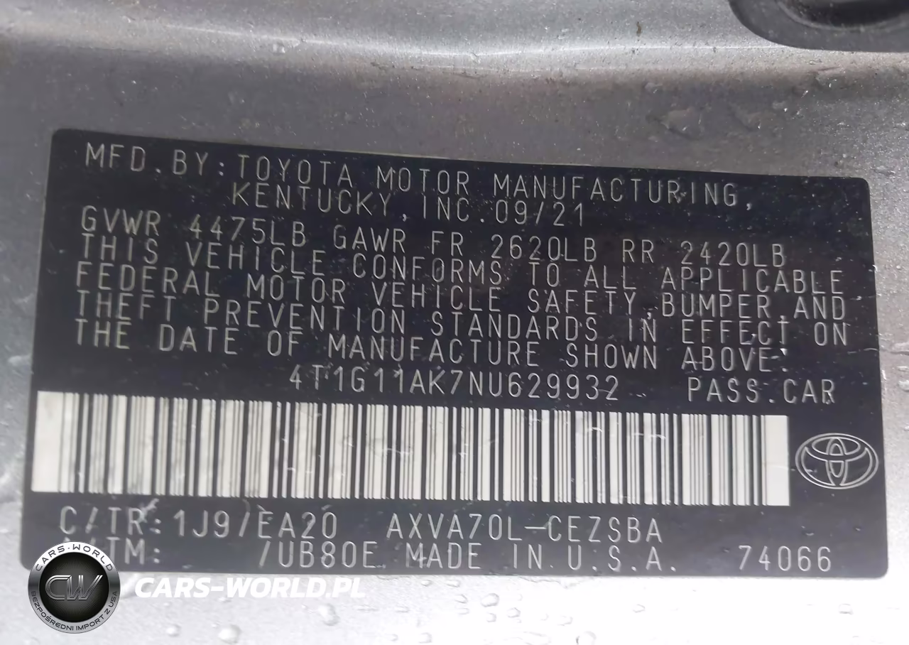 2022 Toyota Camry Se VIN:4T1G11AK7NU629932 - 9