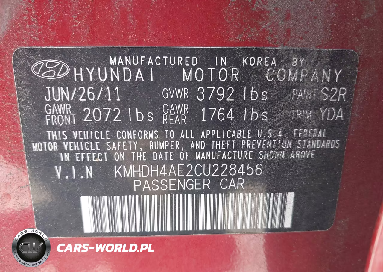 2012 Hyundai Elantra Gls (Ulsan Plant) VIN:KMHDH4AE2CU228456 - 9