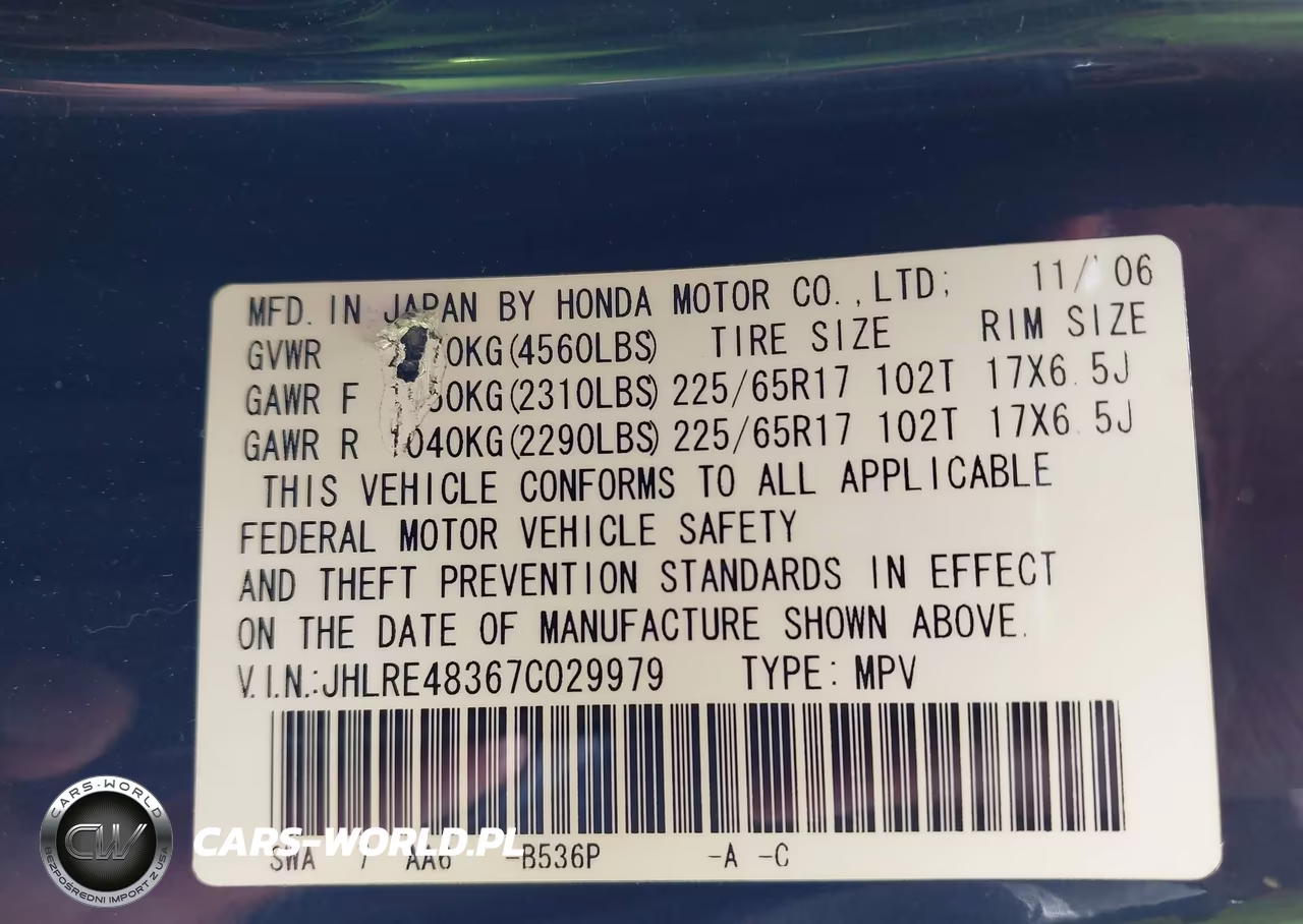 2007 Honda Cr-V Lx VIN:JHLRE48367C029979 - 9