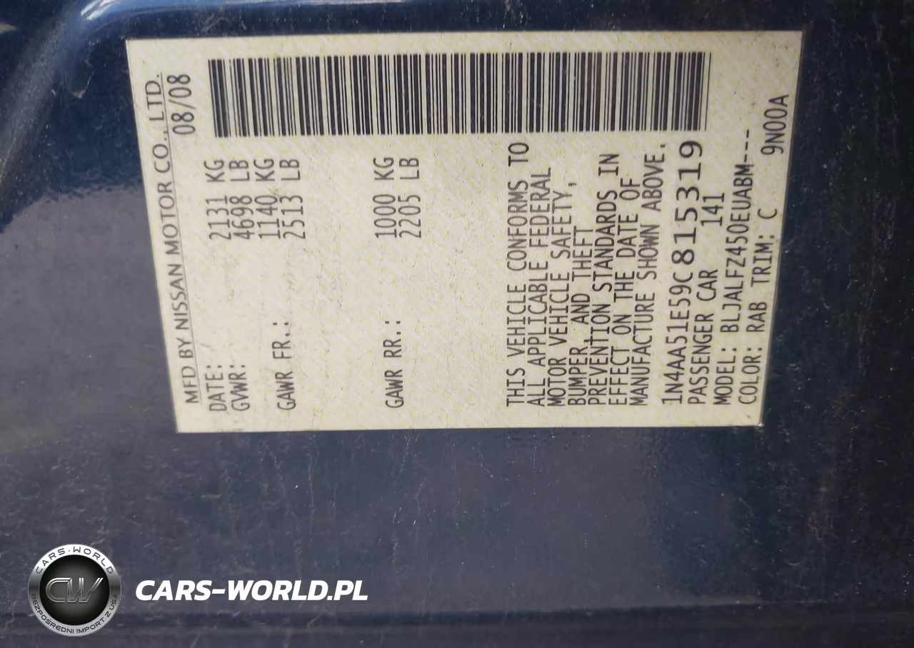 2009 Nissan Maxima 3.5 Sv VIN:1N4AA51E59C815319 - 9
