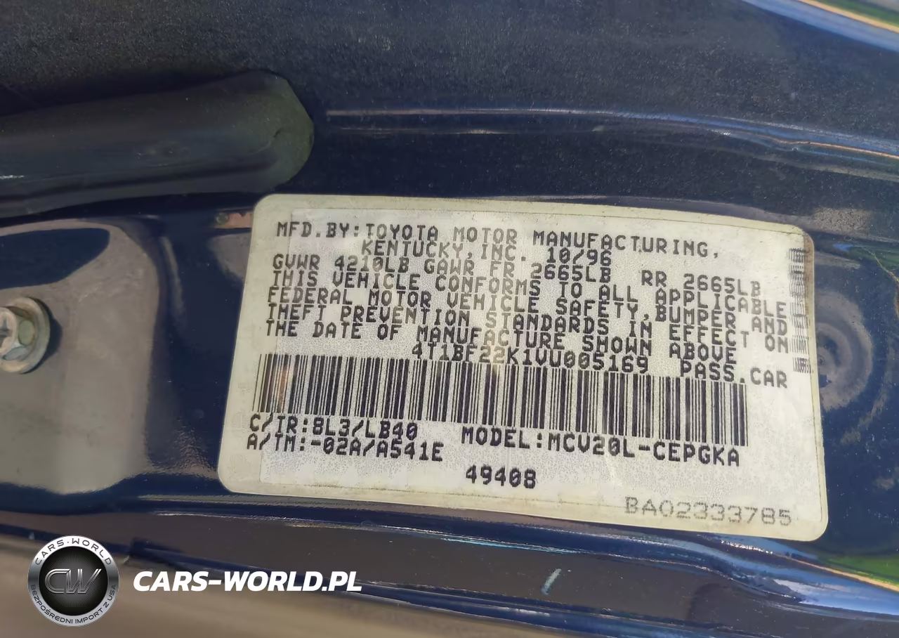 1997 Toyota Camry Xle V6 VIN:4T1BF22K1VU005169 - 9