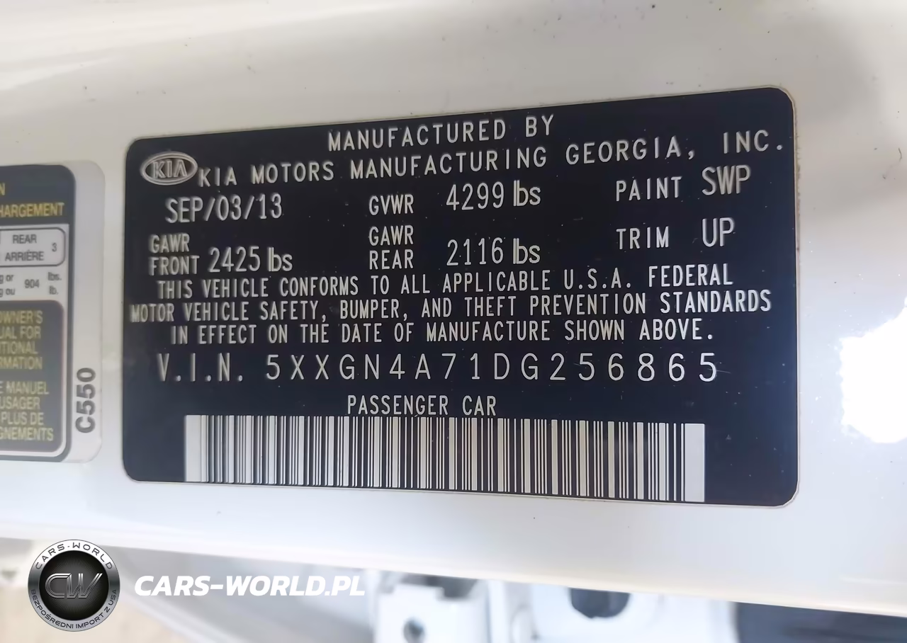 2013 Kia Optima Ex VIN:5XXGN4A71DG256865 - 9