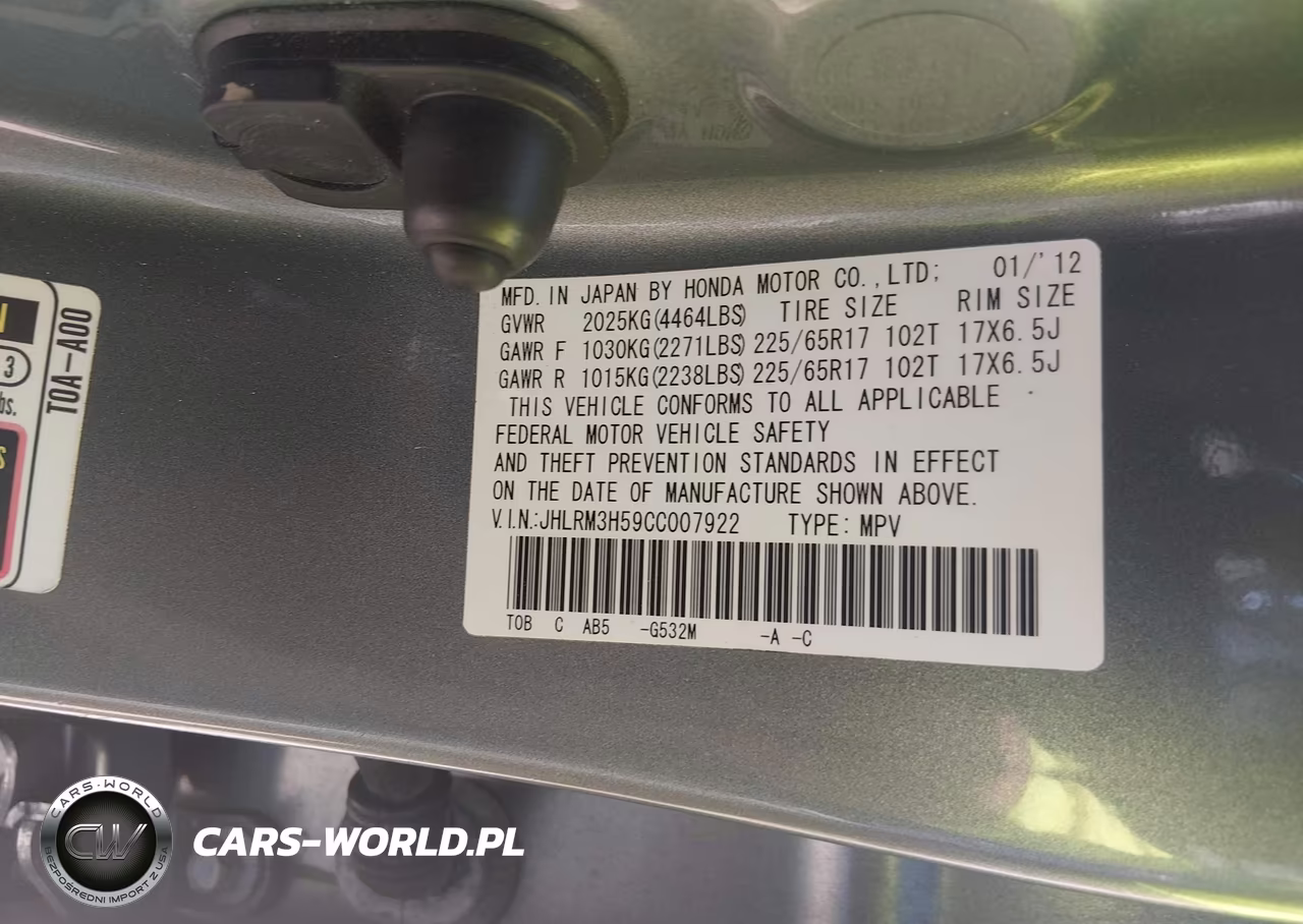 2012 Honda Cr-V Ex VIN:JHLRM3H59CC007922 - 9